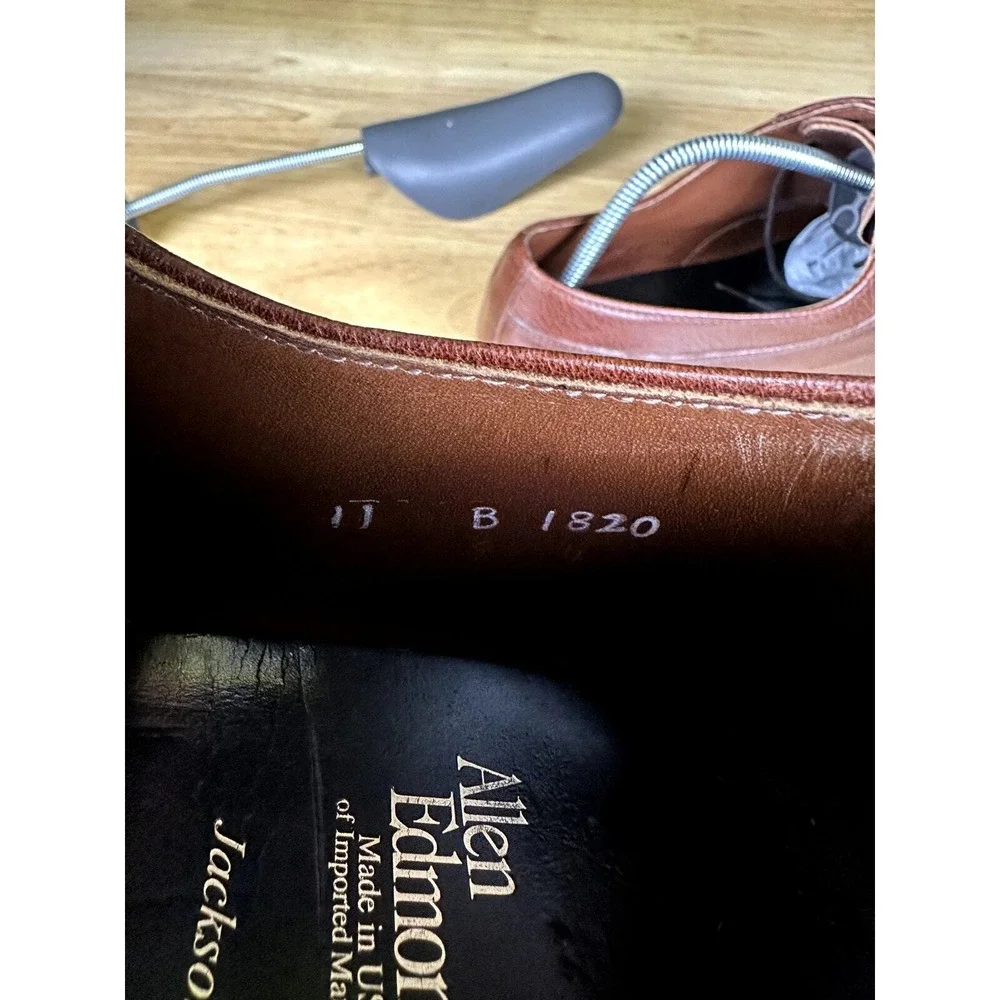 Allen Edmonds Jackson Derby Dress Shoes Brown Leather‎ Mens 11 Made In USA